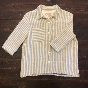 Ace & Jig wheeler shirt, white/gray stripes with gold accents (lark)